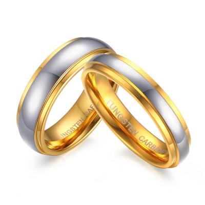 China Cheap CLASSIC Two Tone Gold Silver Tungsten Wedding Band Sets His and Hers for sale