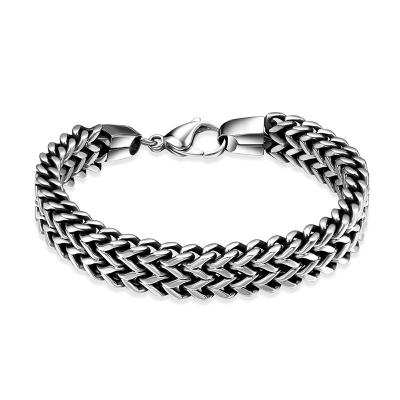 China Blackish Stainless Steel Chain Vintage 12mm Width Finish Male Luxury Bracelet Men for sale