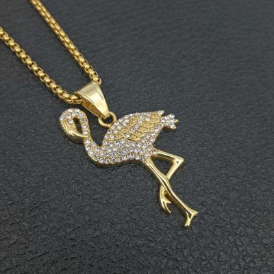 China Hiphop ORDRM Wholesale Iced Out Mens Gold Flamingo Animal Pendants for sale