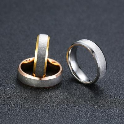 China Vintage 6mm Brushed Finish Vintage Jewelry Gold Mens Rings for sale