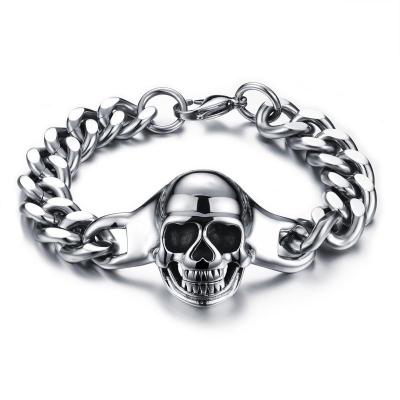 China Unique Punk Biker Jewelry Halloween Gifts Skull Bracelet Man Stainless Steel Chain for sale