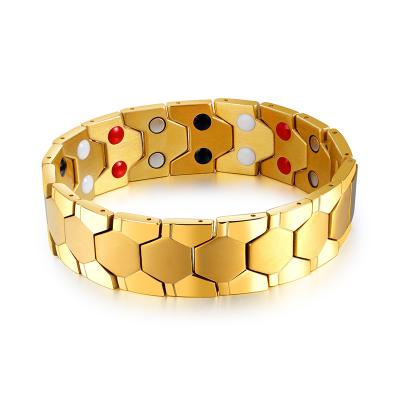 China Luxury Stainless Steel 18k Gold Jewelry Accessories Germanium Bracelets For Men for sale