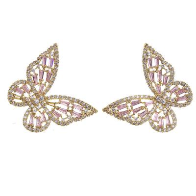 China Butterfly with 925 Sterling Silver Stud Women Crystal 925 Sterling Silver Butterfly Stud Earrings for sale