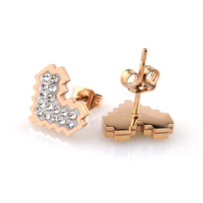 China Wholesale Cute Diamond Heart Stud Earrings Minimalist Jewelry China for sale