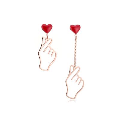 China Cute New Design Women Korean Style Gesture Hand Love Earrings for sale