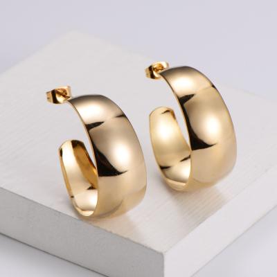 China ORDRM 20mm 25mm Hypoallergenic Woman Hypoallergenic 30mm Lead Free Ladies Fashion Jewelry Round Wide Wide Stainless Steel Earrings Ladies for sale