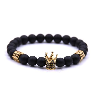 China Wholesale Fresh Adjustable Natural Stone Men's Crown Bead Bracelet for sale