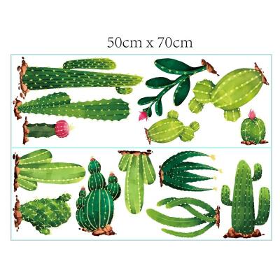 China WALL STICKER plant design customer green plants cactus wallpaper new removeable and reuse decor wall stickers adhesive wall for sale