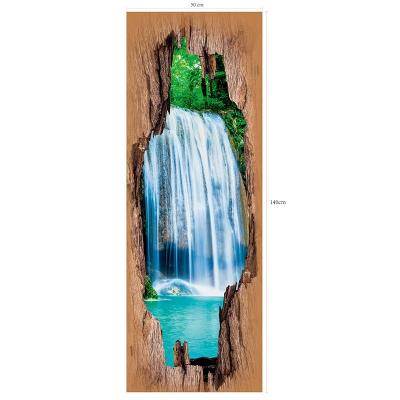 China Decorative Sticker Fashion 3D Waterfalls Designs Home Decorative 3D PVC Door Waterproof Self Adhesive Sticker for sale