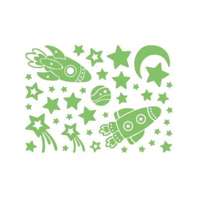 China New Decorative Sticker Factory Universe Rocket Glow in the Stars Kids Self Adhesive Night Glow Fluorescent Sticker for sale