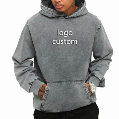 China OEM Wholesale Men's Pullover Hip Hop Hoodies Acid Washed Distressed Outdoor Casual Men's Pullover Hip Hop Hoodies for sale