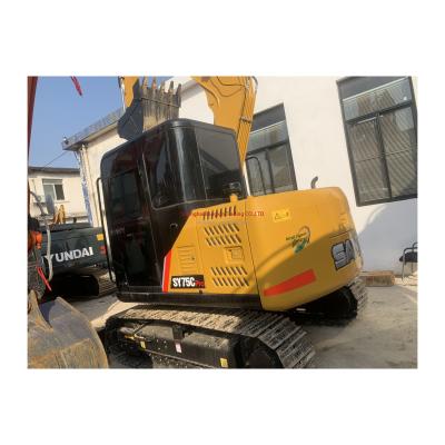 China Wereldwijd gebruikte Sany SY75 Crawler Excavator met originele hydraulische klep Te koop