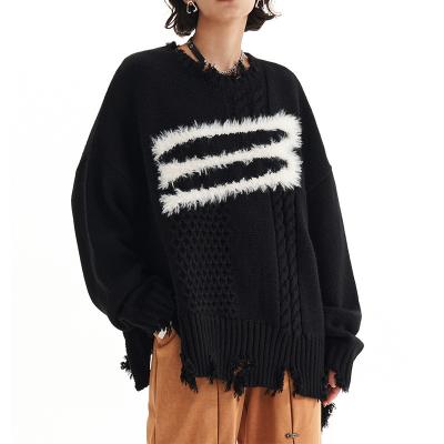 China High Street Slouchy Vintage Anti-Wrinkle Designer Minority Destructive Vintage Sweater for sale