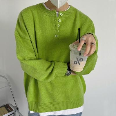 China Anti-wrinkle sweater men's Korean version of the button Knoma Pure Collective Kitcker chic shipping loose course for sale