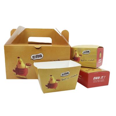 China Custom Wholesale Cheap Biodegradable Printed Hot Sale Takeout Roast Fried Chicken Packing Paper Fast Food Box for sale