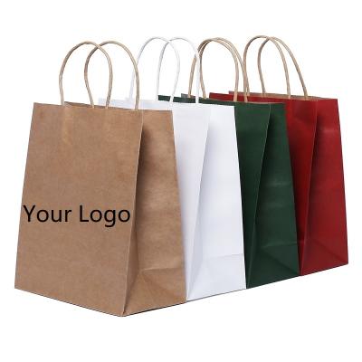 China Hot Selling Recyclable Custom Gift Paper Bag Printing Tote Bag Kraft Paper Shopping Bag With Handle for sale