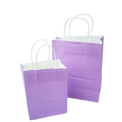 China China Supplier Recyclable Promotion Quality Cheap Purple Package Bag Fancy Shopping Colorful Kraft Paper Bag for sale