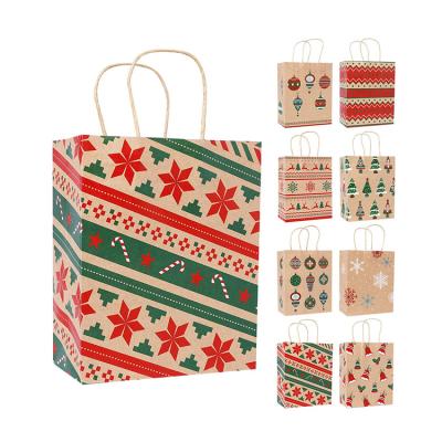 China Factory Recyclable Custom Logo Shopping Kraft Paper Bag Christmas Goodie Bag Recyclable Gifts for sale