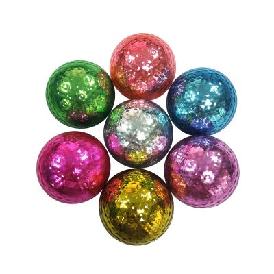 China Synthetic Rubber + Surlyn OEM Logo Novelty Multi Color Plated Driving Range Practice Gift Custom Golf Balls for sale