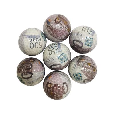 China Synthetic Rubber + Wholesale Mini Novelty Customized Surlyn Logo and Color Dollar Pattern Practice Gift Golf Balls for sale