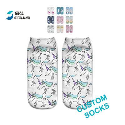 China Custom Digital Adult 3d Unicorn Socks Cartoon Cotton Sock Blank QUICK DRY for Women Logo 3D Dye Printing Unicorn Socks Sublimation Socks for sale