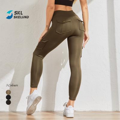 China Plus size cargo pocket butt gaiters crack! crack! butt workout soft lifting tights butt crack! crack! cargo yoga pants gym pocket leggings for sale