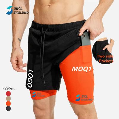 China QUICK DRY Liner Shorts Custom Logo Running Shorts 2 in 1 Breathable Quick Dry Bodybuilding Gym With Compression Liner Men Shorts 2 in 1 for sale