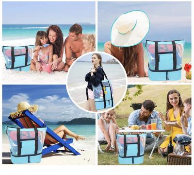 China Summer Picnic Bag Large Capacity Lunch Handbags And Beach Thermal Bag With Cooler Layer for sale