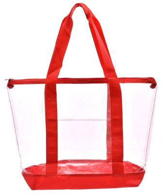 China Shopping Bag Waterproof Work Safe Hand and Shoulder Bag Women's Handbag Clear Tote Bag with Zipper Closure for sale