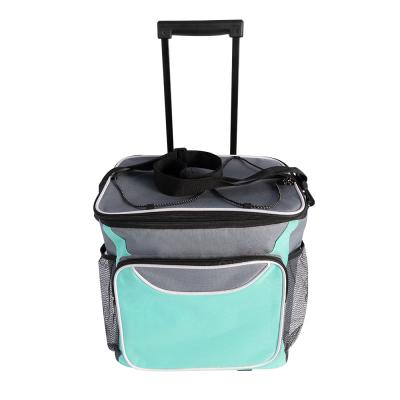 China Large Capacity Thermal Bottom Wheeled Travel Bag Cooler Bag Trolley Rolling Bag for sale