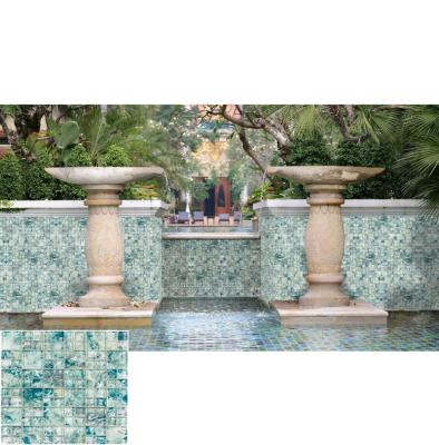 China Swimming Pool Blue Tiles Parquet Color Glass Mosaic for sale