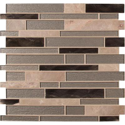 Cina Unique parquet decoration water jet dark colors mosaics brown tan glass slab for bathroom in vendita