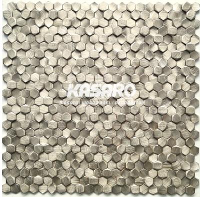 Chine High End Decoration Brushed Aluminum Parquet Wall Hexagon 3d Mosaic Slab à vendre