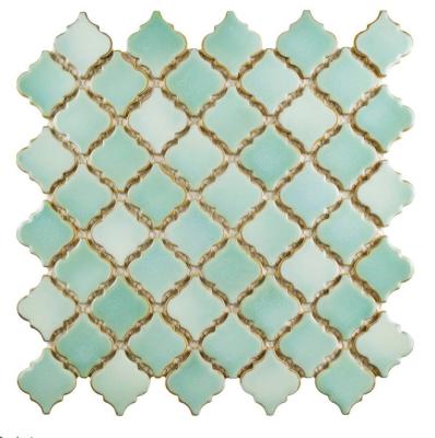 China Parquet Porcelain Mosaic Floor / Wall Slabs , Mint Green Mosaic for sale