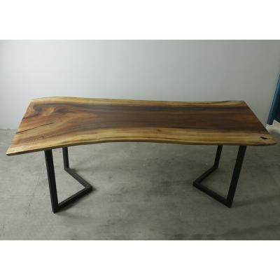 Cina Natural repurposed wood dining tables walnut homeuse table (height) adjustable costal wood slab furniture in vendita