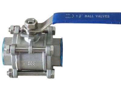 China Three Pieces Stainless Steel Threaded Ball Valve High Platform Worm Gear for sale