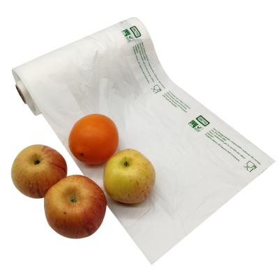 China Household Cornstarch Continuous Roll Mouth Pla Biodegradable Flat Plastic Plastic Recycle Waste Packaging Bag On Roll for sale