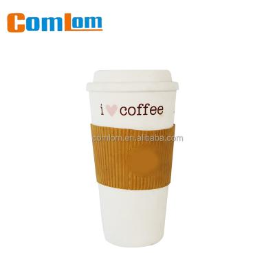 China CL1C-E188S Comlom 450ml PP Plastic Double Wall Coffee Reusable Travel Mug for sale