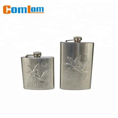 China CL1C-HI-2A Comlom Stainless Steel Whiskey Hip Eco-Friendly Embossed Embossed Flask for sale