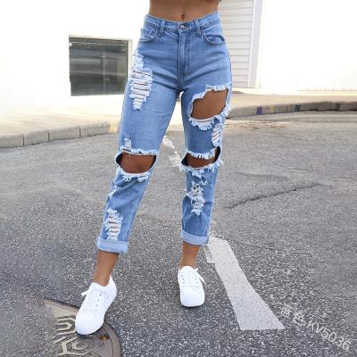 China 2021 summer QUICK DRY fashion ripped jeans women big size pants pocket jeans jeans women for sale