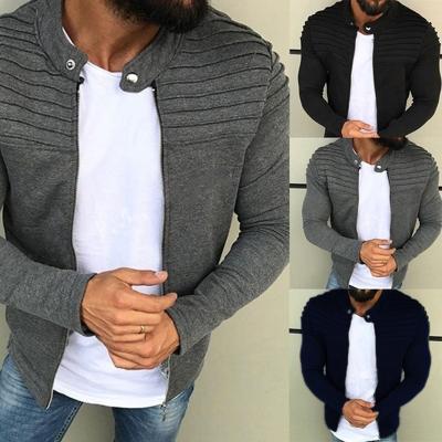 China Autumn Pleats Slim Stripe Fit Men Sports QUICK DRY Casual Men's Long Jacket Zipper Coat Cardigan Coat for sale