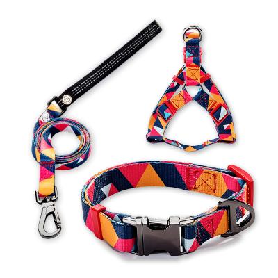 China Custom Luxury DETACHED Custom Fashion Nylon Pet Accessories Dog Leash Training Collar Set for sale