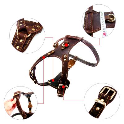 China High Quality Sustainable Pet Products Supply Leather Outdoor Use Dog Leather Pet Harness for sale