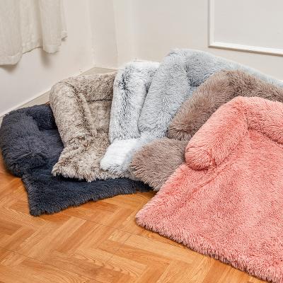 China Viable Wholesales Washable Luxury Plush Pet Bed Fluffy Warm Pet Beds Folding Dogs Cats Sofa Bed for sale