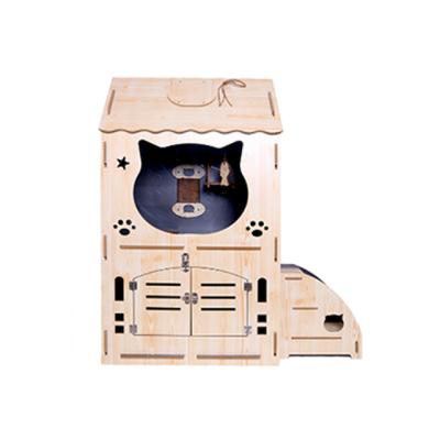 China Creative Cat Pet Room Breathable Luxury Detachable Floors House Two Folding Wooden Pet House for sale