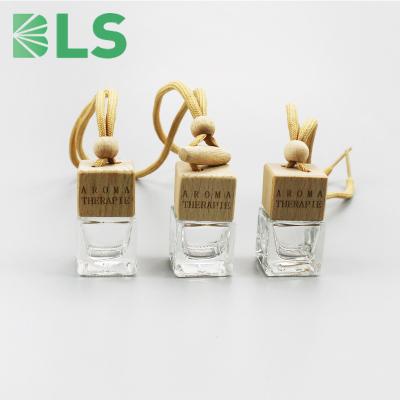 China Free Sample 2022 Cosmetic 7ml Square Diffuser Car Hanging Glass Perfume Bottle for sale