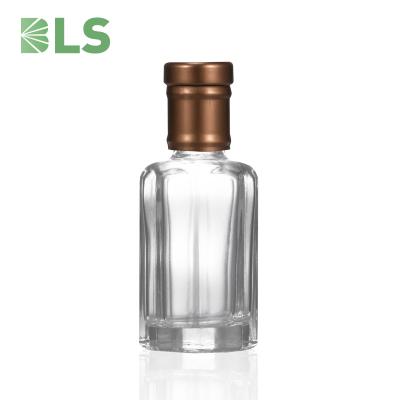 China Perfume Arabian Cosmetic Fancy Bottle 3ml 6ml 10ml 12ml Attar Octagon Glass Clear Roll On Bottles With Metal Roller for sale