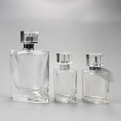 China Personal Care Pocket Perfume Bottle 25ml 75ml Fancy Clear Glass Perfume Bottle for sale