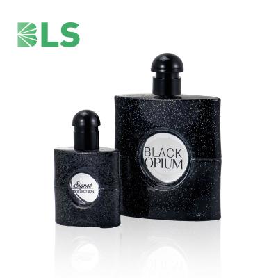 China Luxury Glass Personal Care 25ml Black Perfume Bottle Mini Perfume Bottle for sale