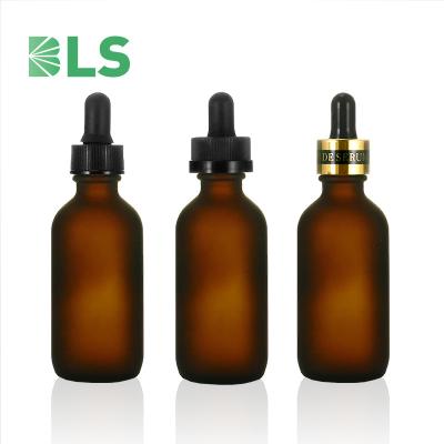 China Mini Cosmetic Amber Oil Bottle Serum 60ml Boston Liquid Essential Glass Dropper Bottle Custom Empty Cosmetic for sale